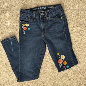 Cat & Jack Girls Floral Jeans Size 10